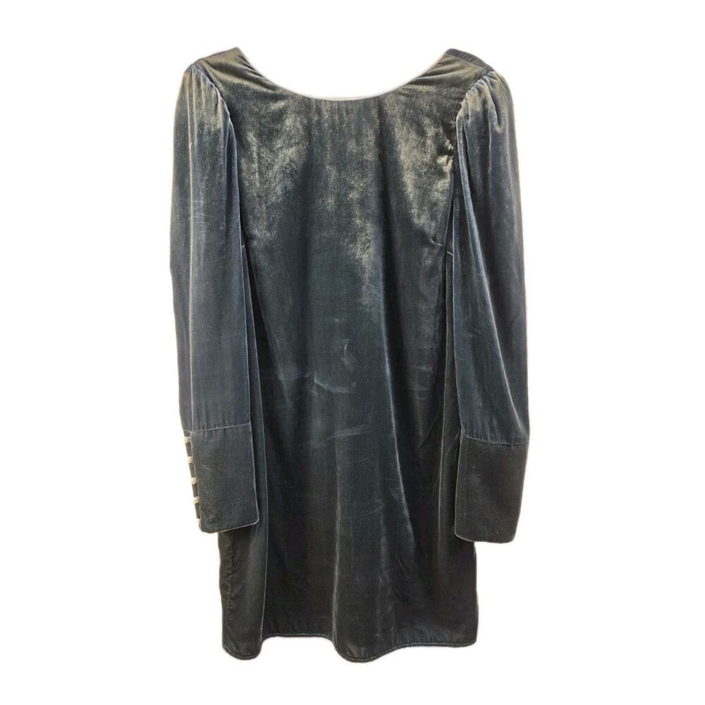 Charles Henry Women's Small Dark Teal Blue Velvet Dress Old Money Quiet Luxury